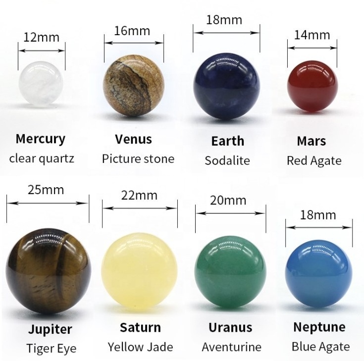 eight planets crystal balls Eight planets in the solar system crystal agate jade material planet ore specimen boxed ball