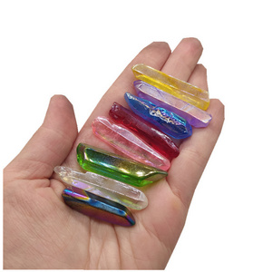 Wholesale Natural rainbow Aura Spirit crystal wand Crystal Stone Points quartz chips For healing