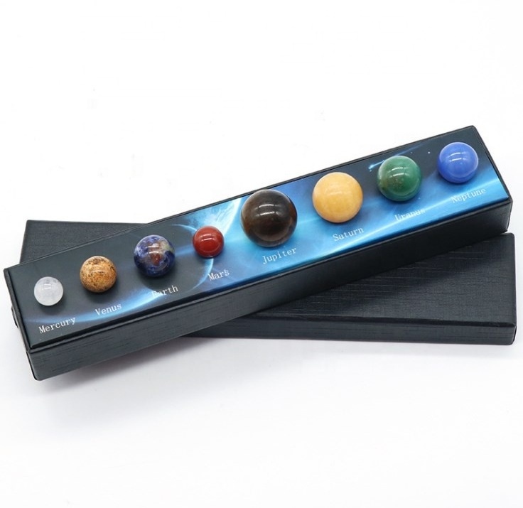 eight planets crystal balls Eight planets in the solar system crystal agate jade material planet ore specimen boxed ball