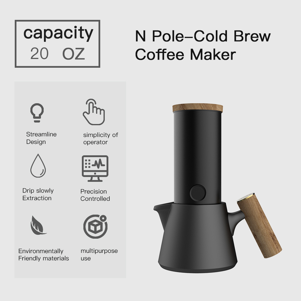 DHPO Airtight Cold Brew Iced Coffee Maker and Tea Infuser Reusable Filter with Spout Glass Carafe with Stainless Steel