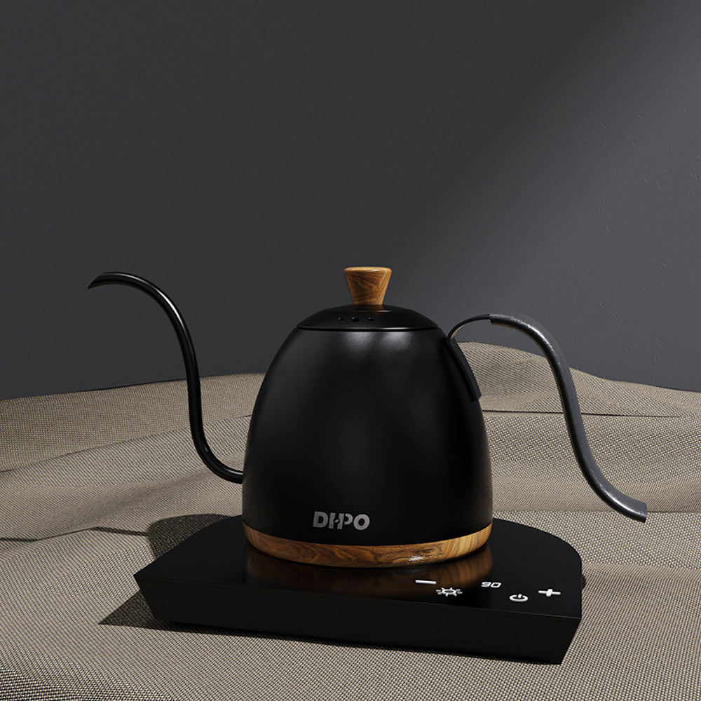 DHPO 800ml Stainless Steel Electric Variable Temperature Setting Gooseneck Coffee Kettle for Pour Over Coffee Tea