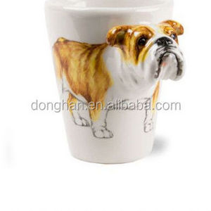 3D Bull Dog Ceramic Hand Crafted Coffee Mug,Hand Paint Ceramic Coffee Mug