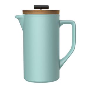 DHPO Custom Logo Classic Ceramic Porcelain Coffee Tea French Press With Pot Stainless Steel Filter Plunger For Camping Travel