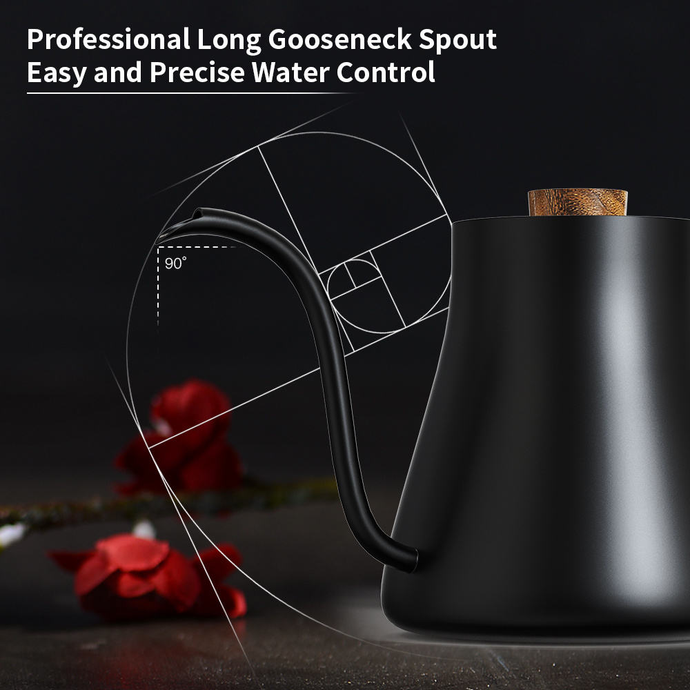 DHPO 800ml Gooseneck Pour Over Coffee Kettle Tea pot Long Spout Glass Drip Coffee Kettle Pot