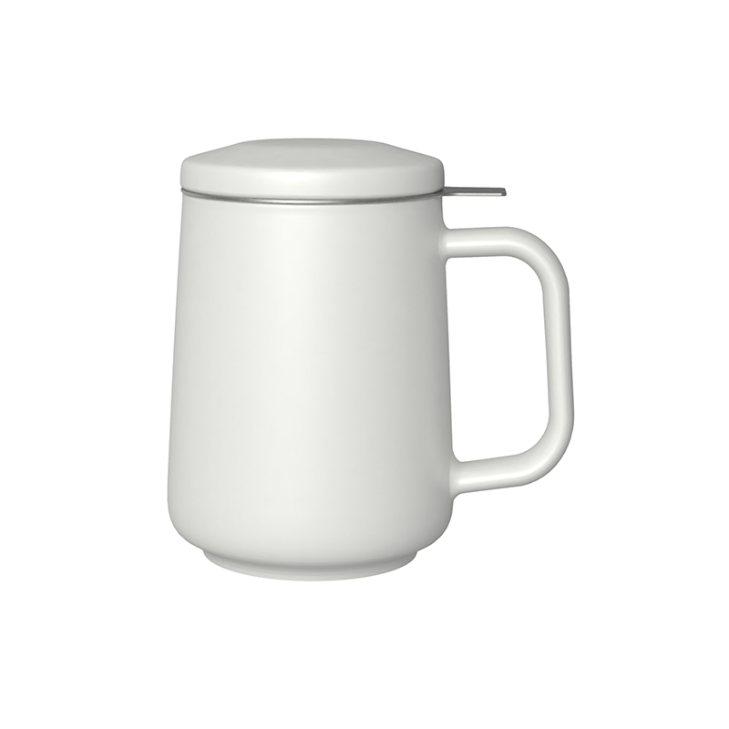 DHPO new design portable high grade ceramic porcelain brewing tea mug with stainless steel infuser and lid and for gift