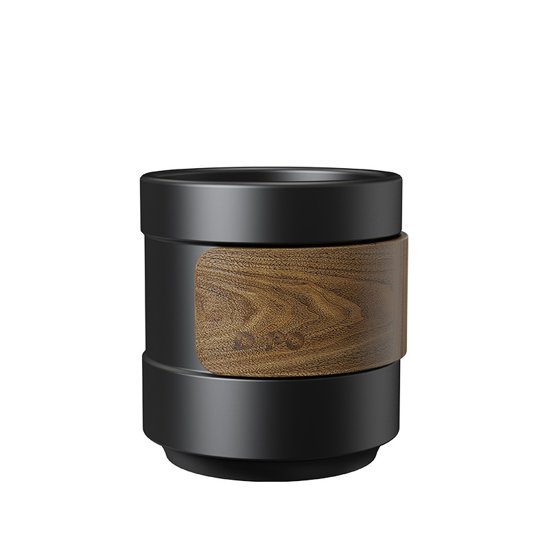 DHPO Unique Original Designs Ceramic Cappuccino Cup with Wooden Sleeve Luxury Heat Insulation Ceramic Coffee and Tea Cup