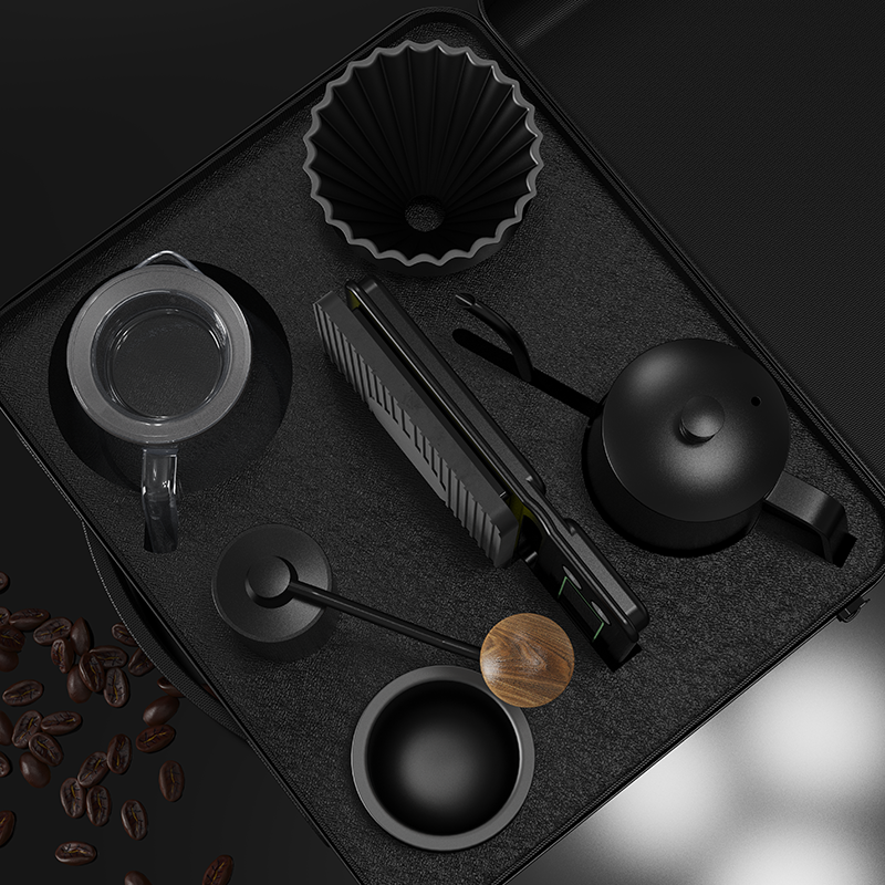 DHPO Luxury Coffee Kit Set with Double-Layer Coffee Cup Manual  Grinder Pour Over Kettle Portable Travel Coffee Drip Set