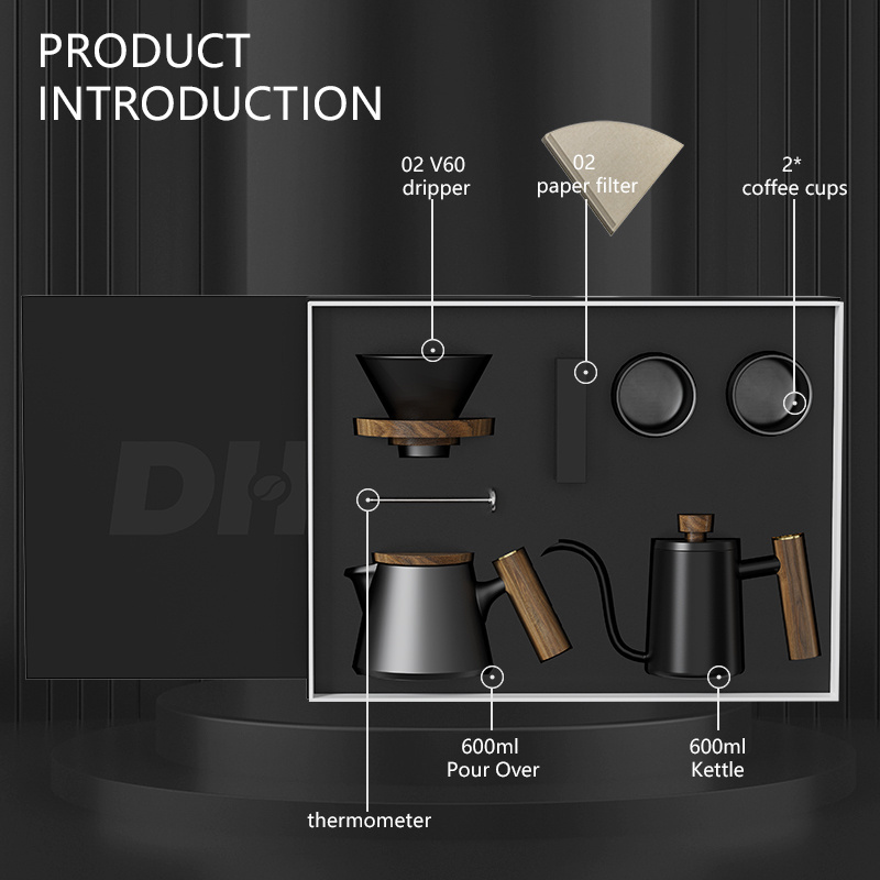 DHPO Coffee Gift Set Ceramic Coffee Grinder Dripper Filter Kettle Travel Gift Kit Barista Tools Espresso Coffee Maker Set