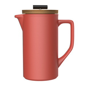 DHPO porcelain ceramic insulated red french press coffee maker with stainless steel filter