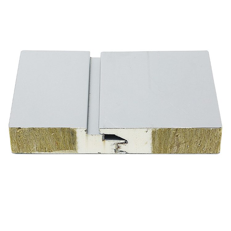 high quality 1000mm width fireproof PU filled two sides rock wool wall Sandwich Panel