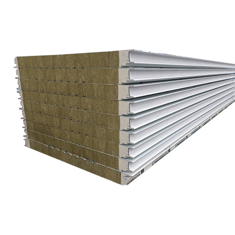 high quality 1000mm width fireproof PU filled two sides rock wool wall Sandwich Panel