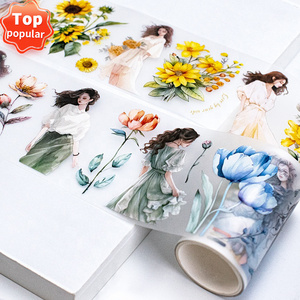 DIY decorative scrapbook custom length 2m 5m 10m washi tape girl chara flowers matte transparent pet washi tape for girls