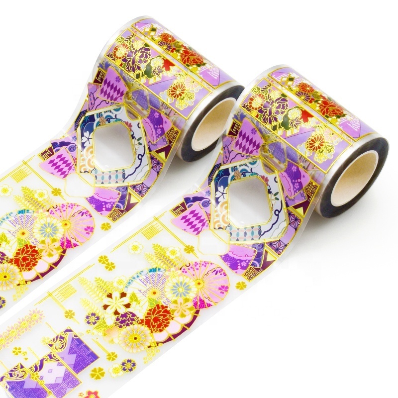 Ready To Ship washi tape wholesale simply gilded transparent laser embossed gold foil wide PET washi tape