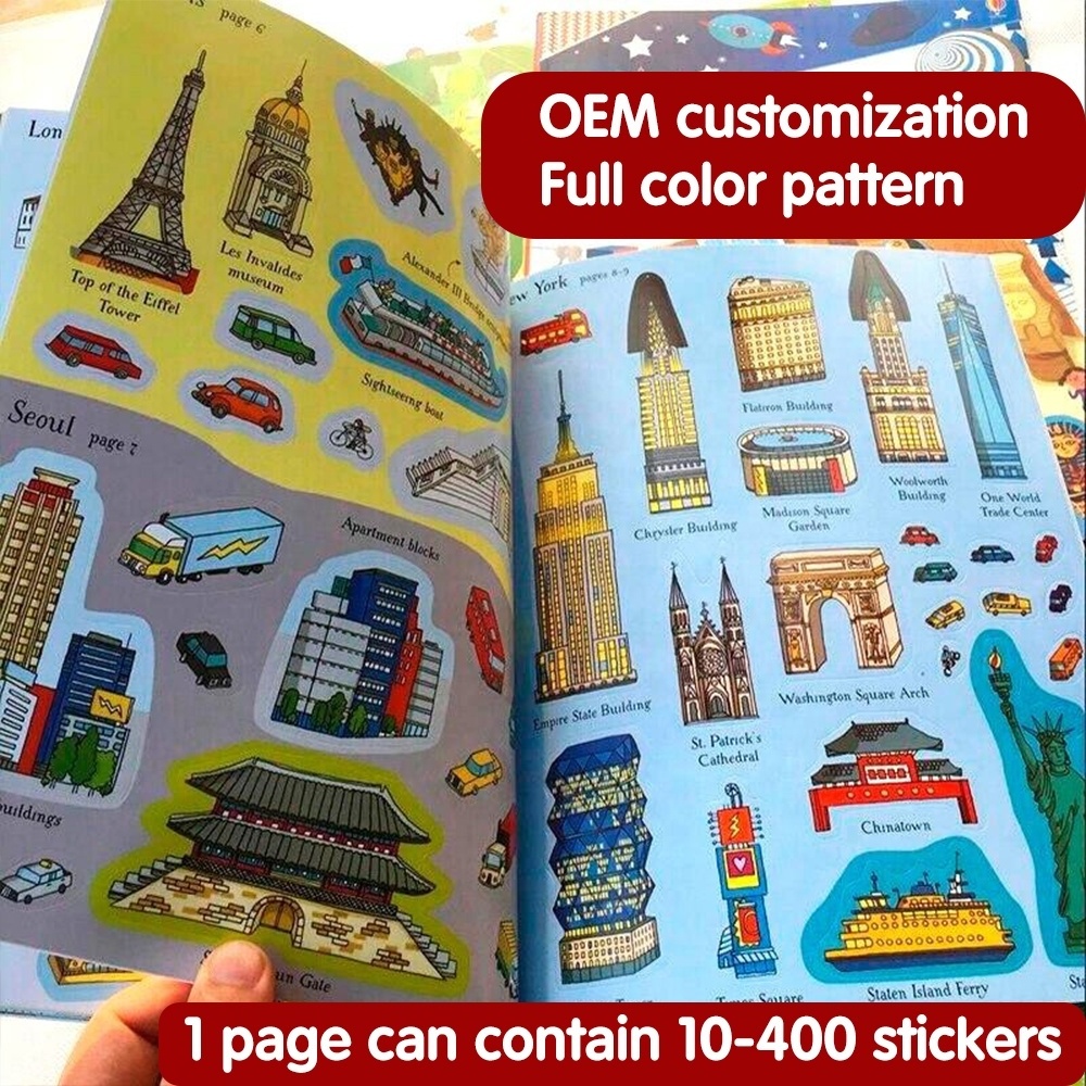 Custom Printing Reusable Peelable Self Adhesive Paper Children Sticker Book