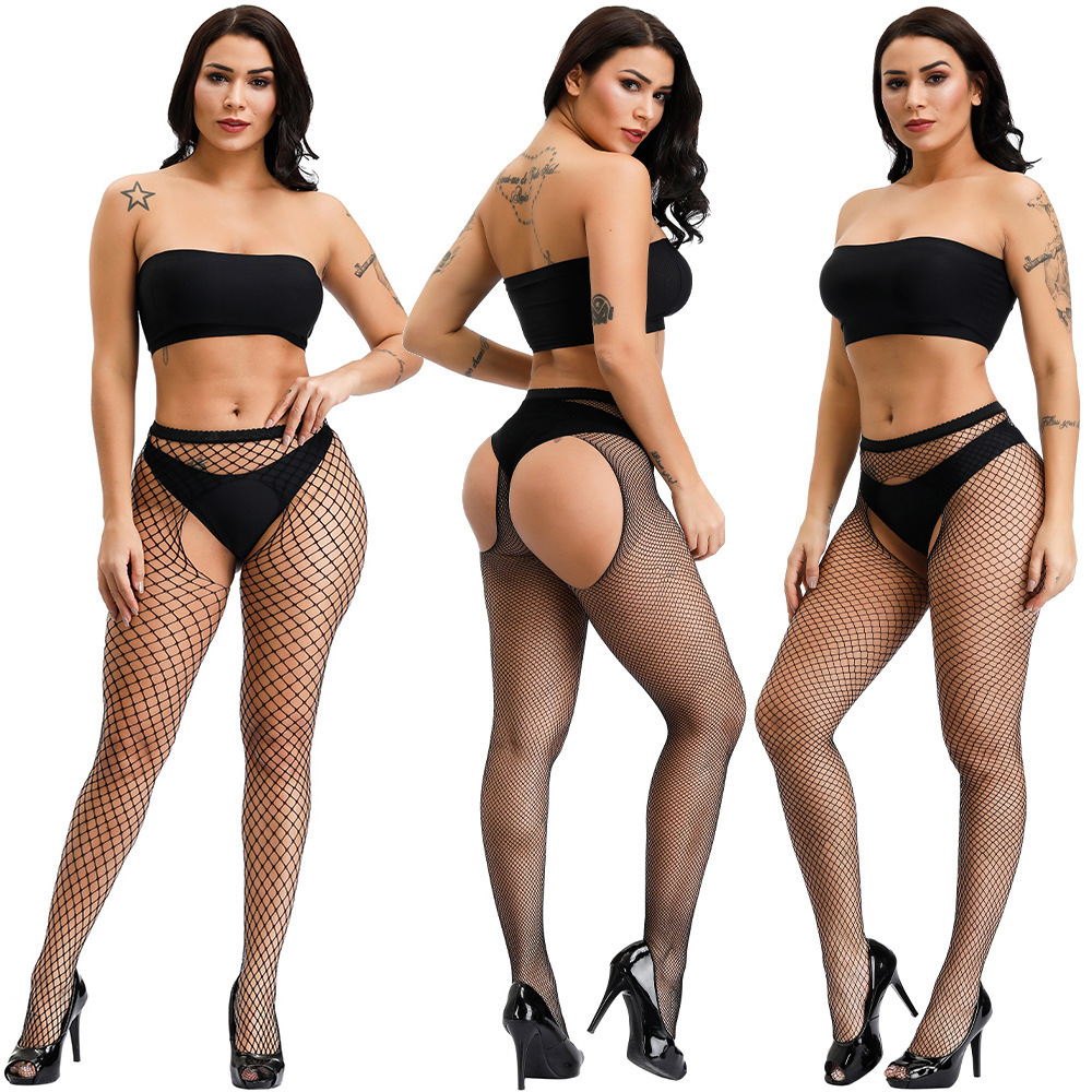 Women High Waist Tights Fishnet Stockings Thigh High Pantyhose