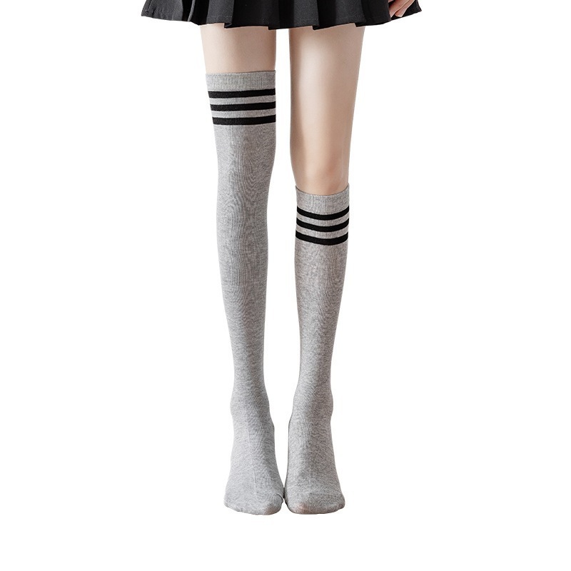 Sexy Japanese Style Women Student Stripes Thin Leg Warmers Tube Tights Over Knee Socks Casual Striped Thigh High Stockings