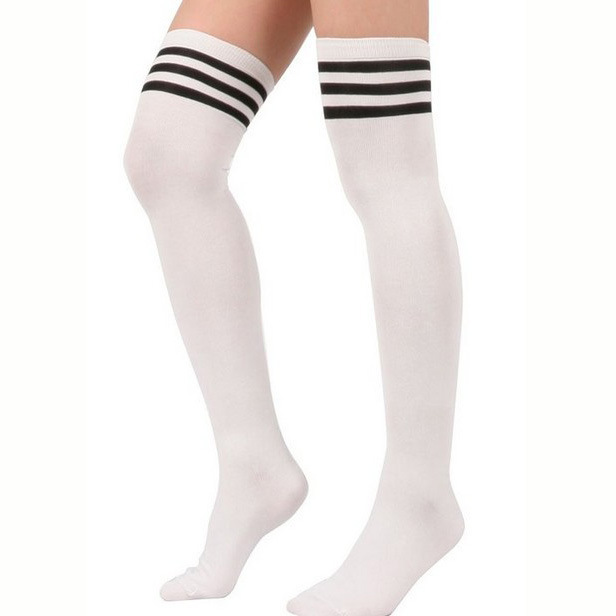 Wholesale Sexy Japanese Style Thigh High Stockings Over the Knee Thin Tube Socks Long Sport Tights Casual Striped Leg Warmers