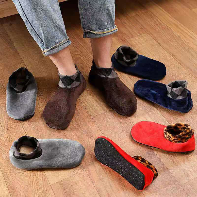 2023 wholesale of men and women's winter coral velvet floor shoes anti-slip and cozy fuzzy socks