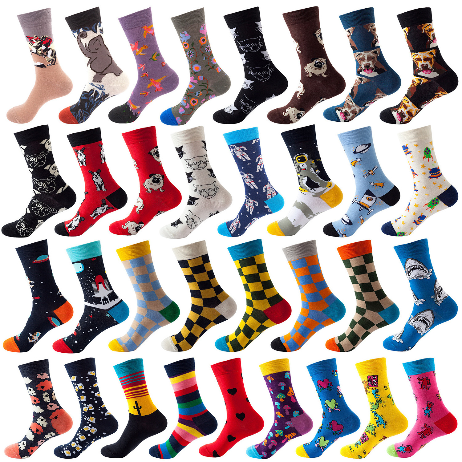 Wholesale Comfortable Colored Socks Thin Men Cotton Animal Womens Socks Character Happy Novelty Socks