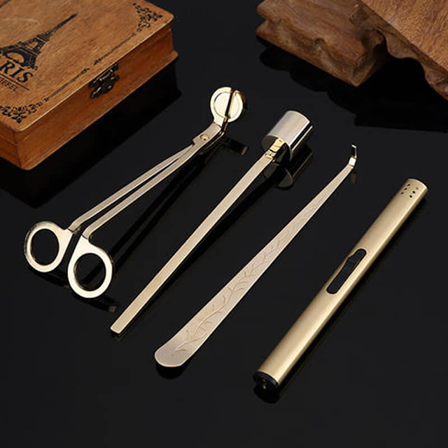 Customized Scissor Candle Wick Trimmer Dipper Candle Snuffer Candle Accessories Private Scissors Set With Lighter