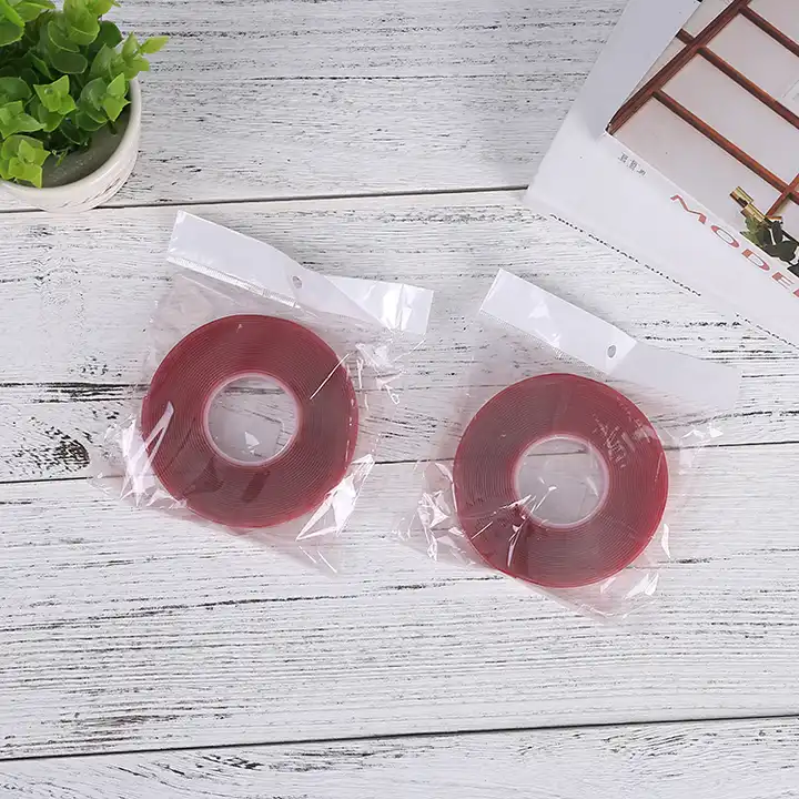 Double Sided Clear Red Tape Waterproof Pressure Sensitive Adhesive Strong and Removeable Masking Tape