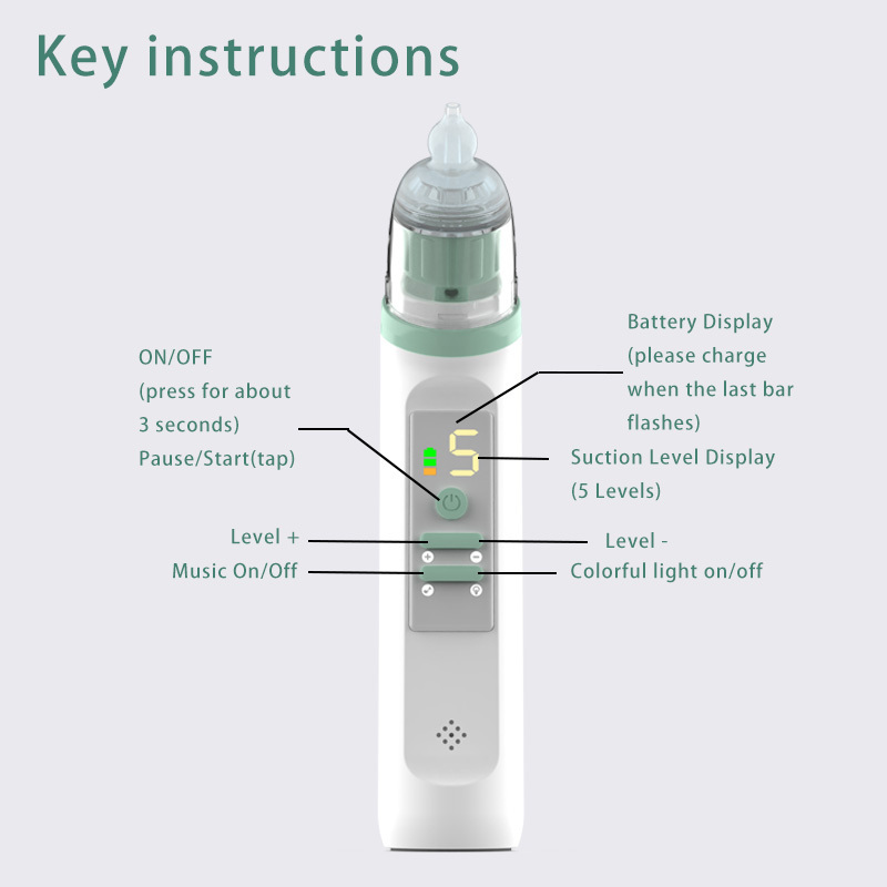 wholesale Electric Suction Sucker Machine Nose Vacuum Light Baby Nasal Aspirator Electric Nose Cleaner