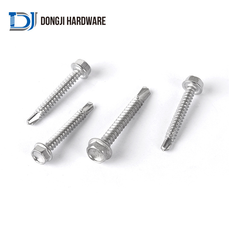 Dongji DIN7504K Hex Head self tapping screw for plastic nut bolt concrete machine screw Stainless Steel Self Drilling Screw