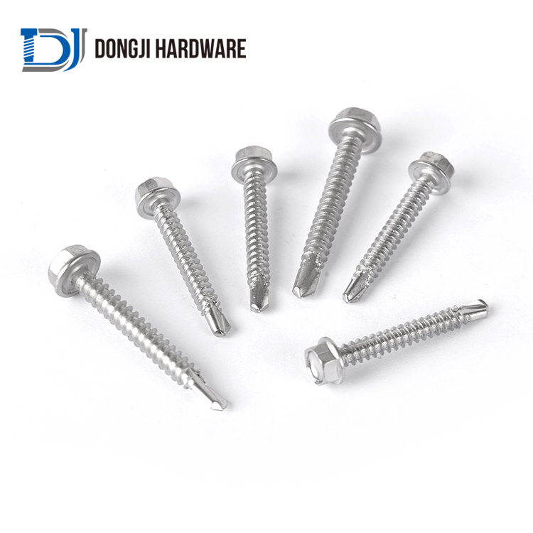 Dongji DIN7504K Hex Head self tapping screw for plastic nut bolt concrete machine screw Stainless Steel Self Drilling Screw