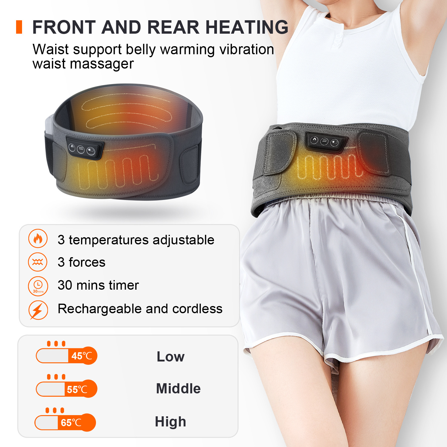 Waist Massage Girls Dysmenorrhea Heating Massage Belt Abdominal Slimming Belt Far Infrared Electric Waist Massager with Heat