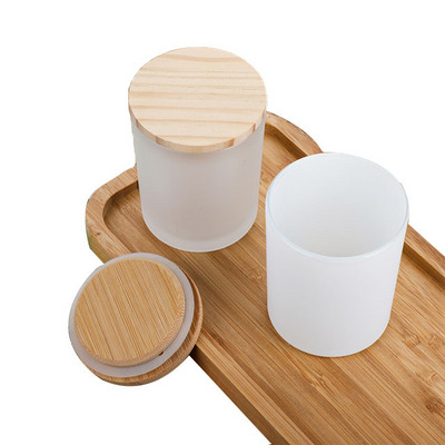 Low Moq Decorative Frosted White Sublimation 4Oz 6Oz 8Oz 12Oz Candle Jars Usable Container With Wooden Bamboo Lids