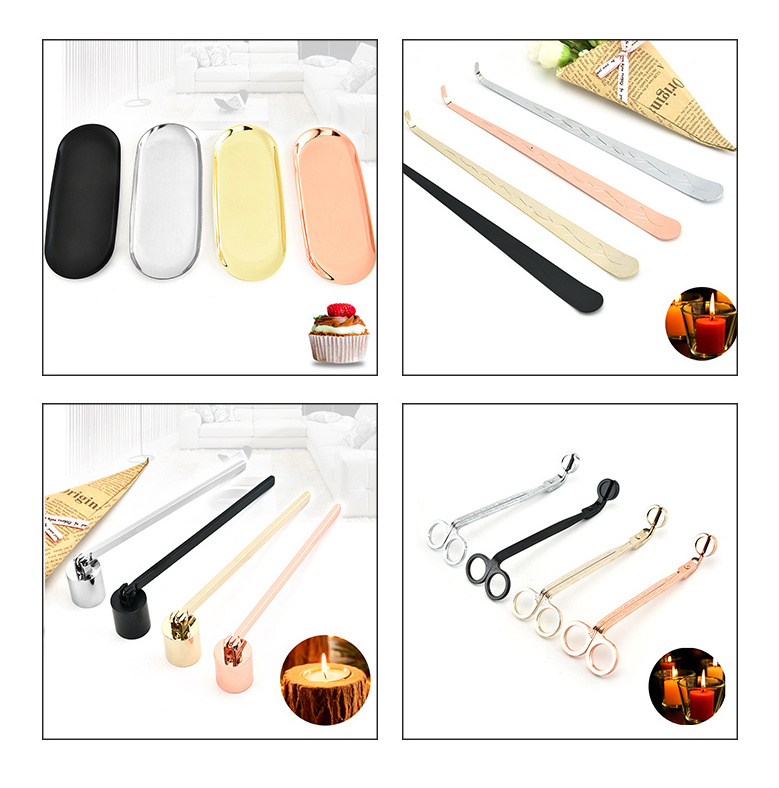 wholesale Factory direct  4 in 1 Candle Wick trimmer dipper candle snuffer with Tray Candle Accessories scissors set//