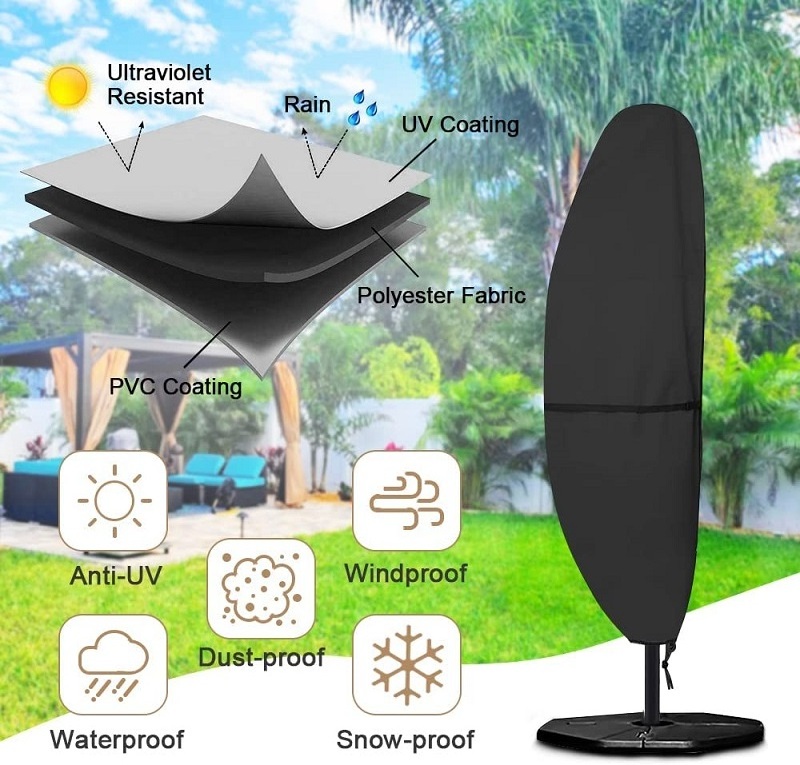 Patio Umbrella Parasol Cover Waterproof Outdoor Umbrella Cover Fits Cantilever Offset Umbrella 7.5-14Ft