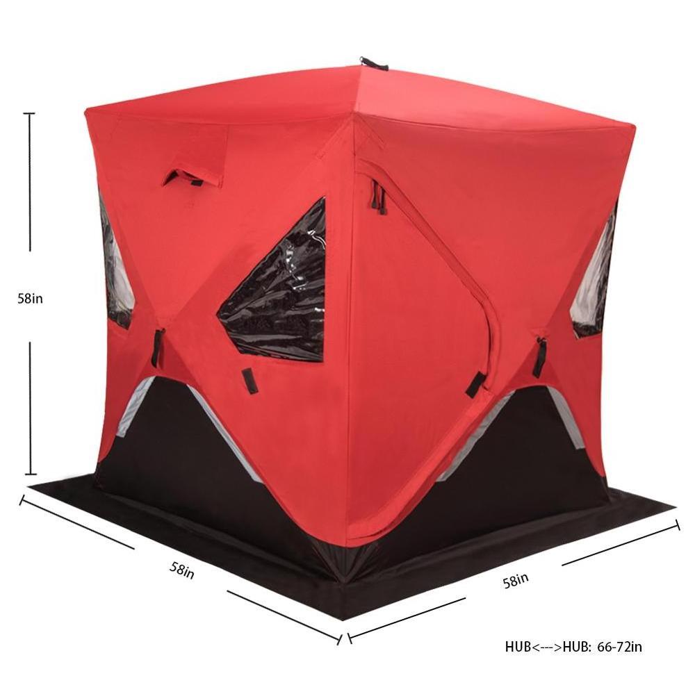 Outdoor Oamo Portable Folding  Insulated  Automatic Pop Up  Ice Cube Winter Fishing TentIce Fishing Tent For 3-4 Person