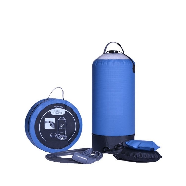 Portable Outdoor Shower Bag w/Foot Pump Spray Head Hose Solar Heating Shower for Camping RV Travel Beach Hiking