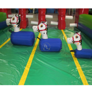 Inflatable 4 Lane Fun Derby Pony Downs Inflatables Jumping Hoppy Horses Race Track Pony Hops Sport Games