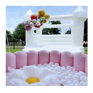 Inflatable Mini Bouncer Castle White Toddler Air Blower Inflatable Wedding Bounce House With Ball Pit Pool