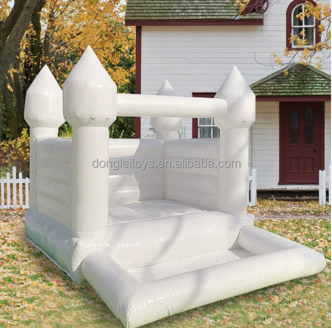 Inflatable Mini Bouncer Castle White Toddler Air Blower Inflatable Wedding Bounce House With Ball Pit Pool