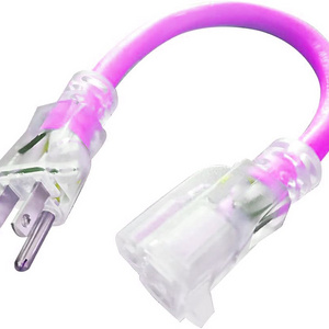 6Ft Lighted Outdoor Extension Cord - 10/3 SJTW Heavy Duty purple Extension Cable with 3 Prong Grounded Plug for Safety