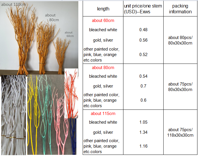 Bleached white Mitsumata Branch 60-120 cm decorative tree branches