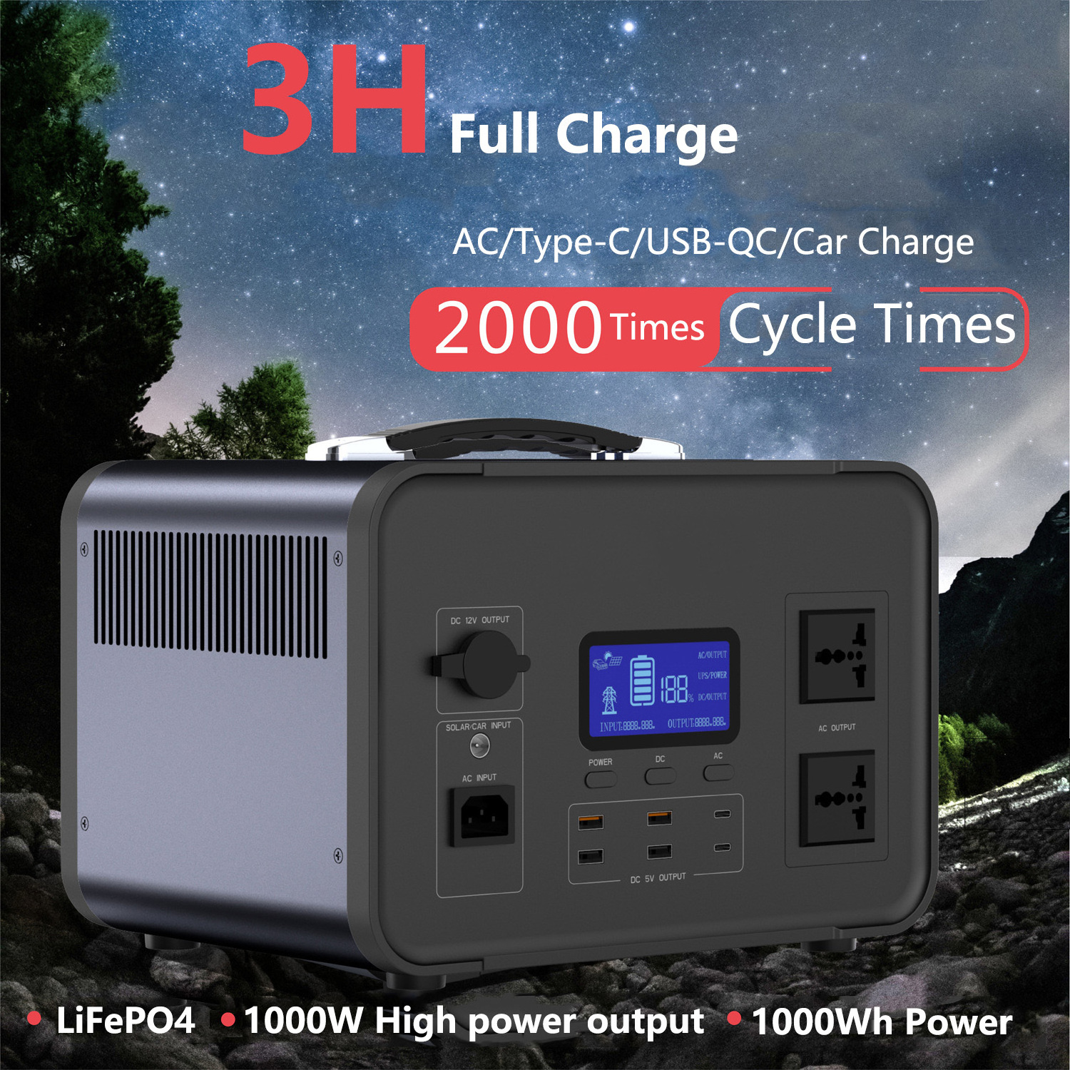 TOGLOG 220v 1000w 1500w 2000w guangzhou portable power station lipo4 portable  power station generator solar kit