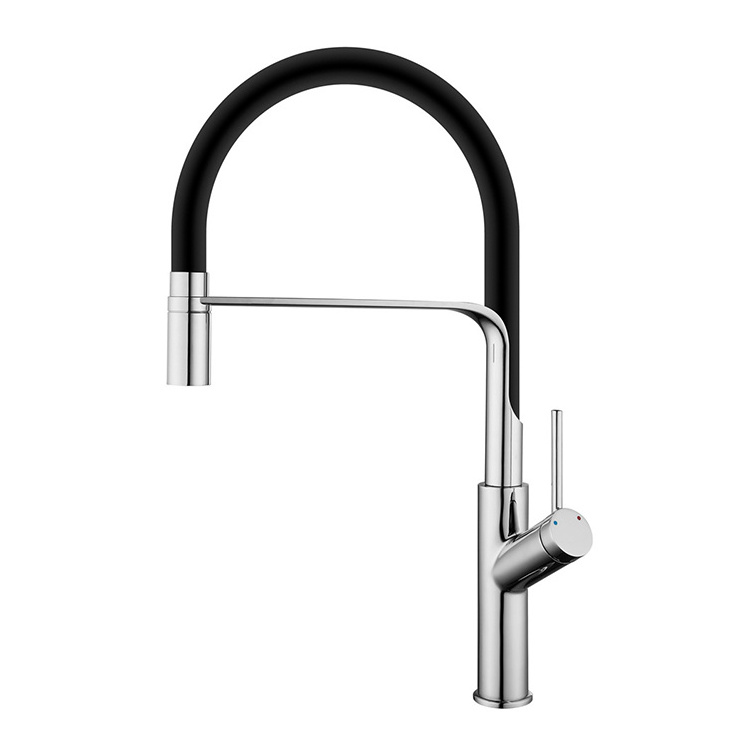 Custom OEM Brass KItchen Faucet  Material Upscale Practical Kitchen Sink Black Faucet For Villa Pull out Kitchen Tap