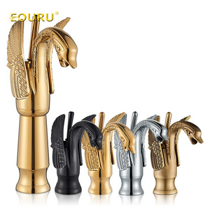 Golden Swan Bathroom Sink Faucet Waterfall Basin Mixer Tap Hot And Cold Mixer Basin Faucet For Hotel Villa