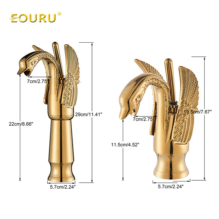 Golden Swan Bathroom Sink Faucet Waterfall Basin Mixer Tap Hot And Cold Mixer Basin Faucet For Hotel Villa