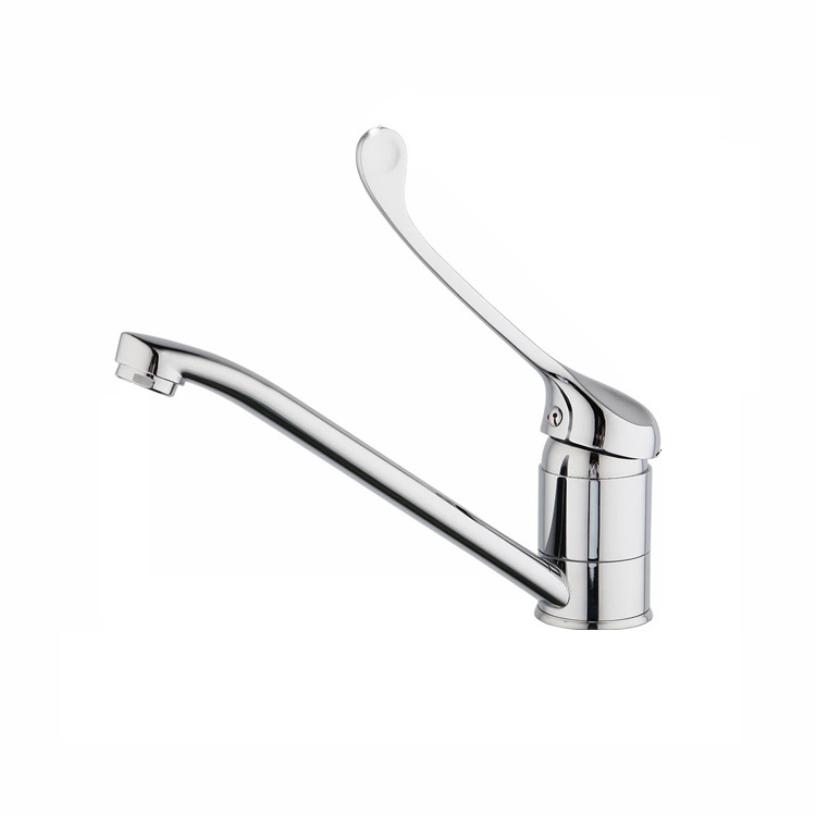 Long Handle Chrome Bath Faucet Mixer Deck-mounted Sink Medical Hygiene Hot And Cold Water Faucet Black