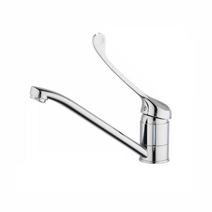 Long Handle Chrome Bath Faucet Mixer Deck-mounted Sink Medical Hygiene Hot And Cold Water Faucet Black