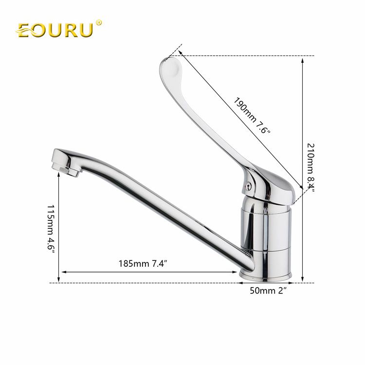 Long Handle Chrome Bath Faucet Mixer Deck-mounted Sink Medical Hygiene Hot And Cold Water Faucet Black