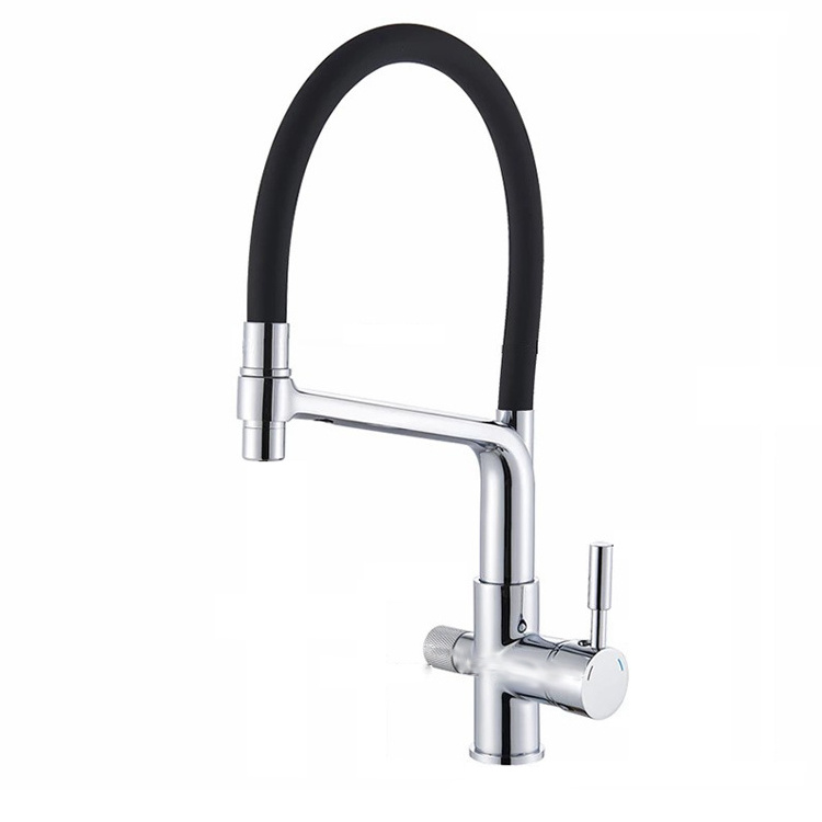 3 Ways Kitchen Faucet Pull Down Spray Stream Head 360 Rotate Mixer Tap Deck Mount Drinking Water