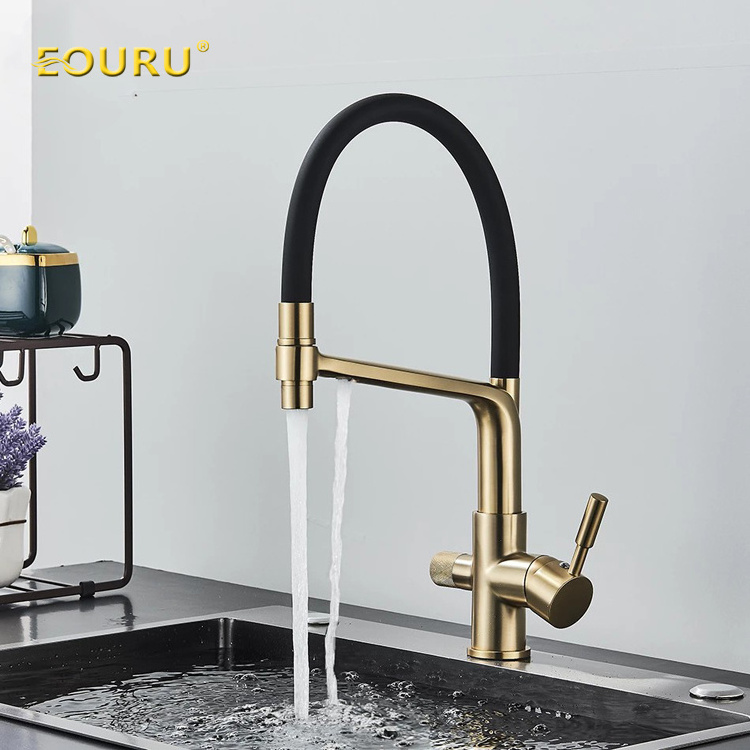 3 Ways Kitchen Faucet Pull Down Spray Stream Head 360 Rotate Mixer Tap Deck Mount Drinking Water