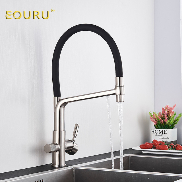 3 Ways Kitchen Faucet Pull Down Spray Stream Head 360 Rotate Mixer Tap Deck Mount Drinking Water