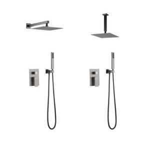 2 Way Concealed Valve Bathroom Shower Faucet Brass Bath Shower Mixers Tap with Handshower 8/10/12" Rainfall Shower Head Grey